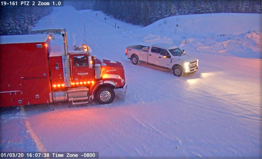 A red truck caught on camera at one of the site served with Whitetail rental's Camera Monitoring Solutions