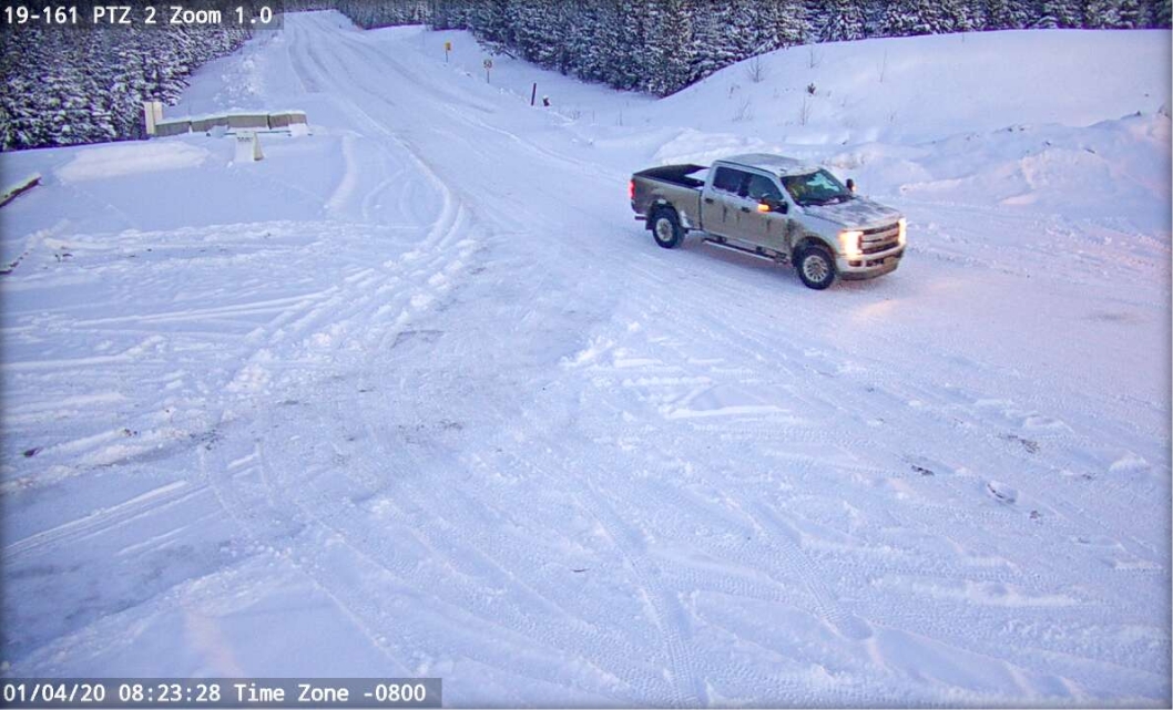 A pickup truck captured by one of Whitetail rentals CCTV camera