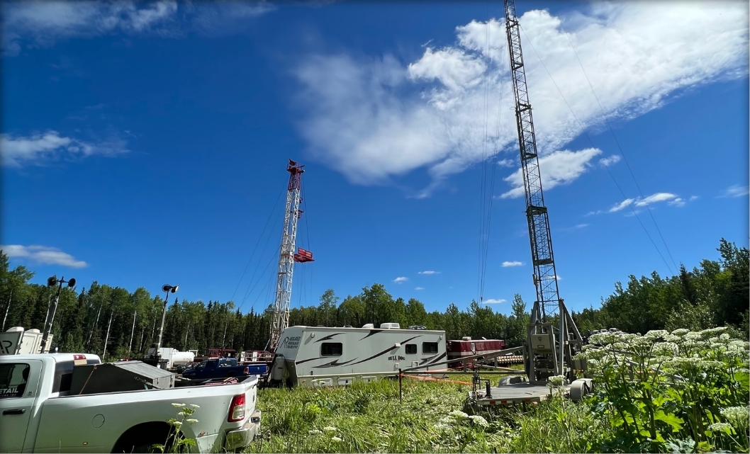 Set of towers for remote communication planted at a site by Whitetail Rentals